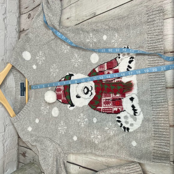 Karen Scott Polar Bear holiday Christmas Sweater knit XL Grey - Picture 4 of 5